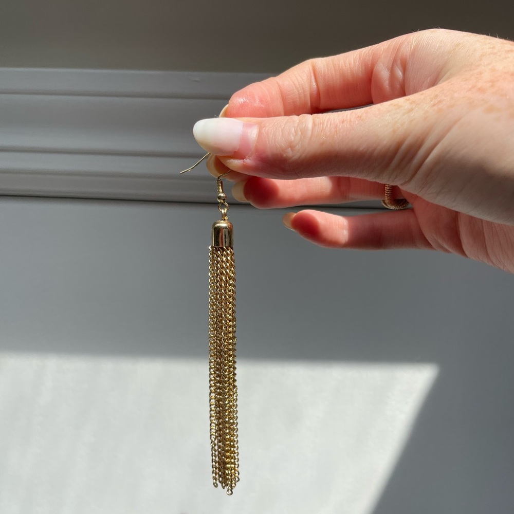 Gold Tassel Chain Earrings